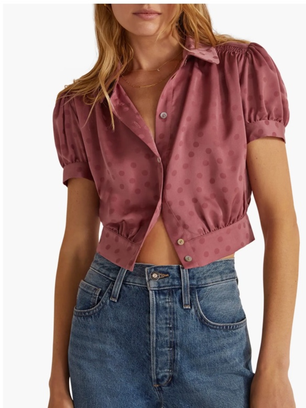 Favorite Daughter Garden Party Polka Dot Banded Waist Blouse